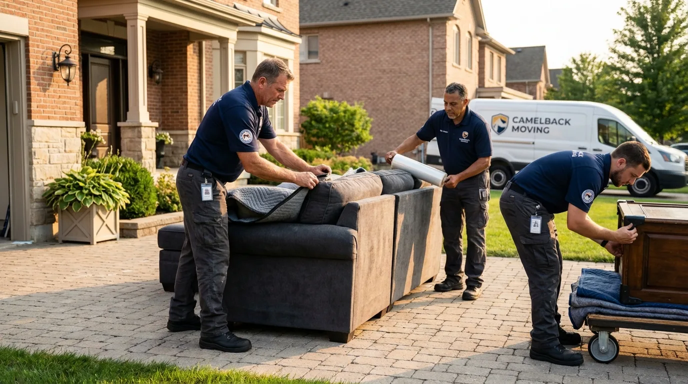 Large estate moving crew wrapping furniture in Clarksville, IN