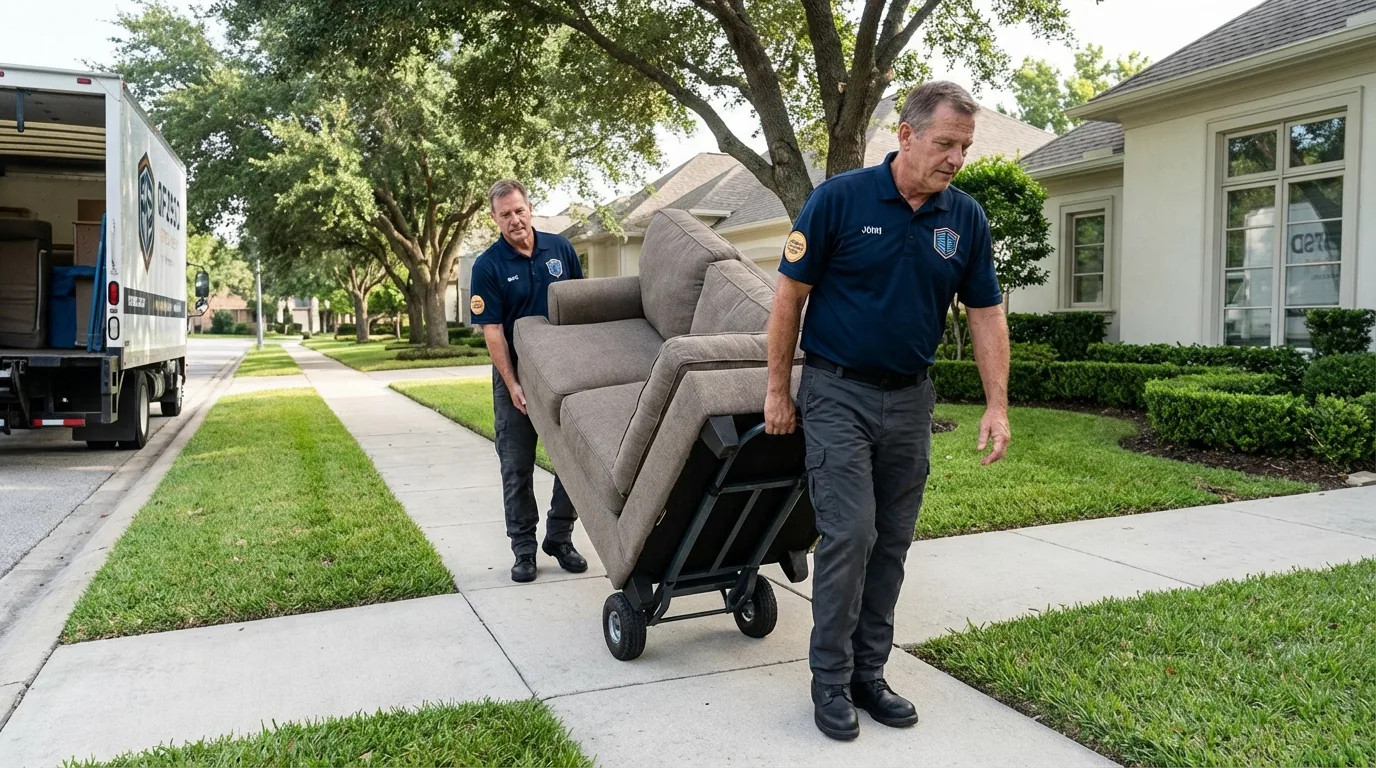 Local residential moving crew loading furniture in Clarksville, IN